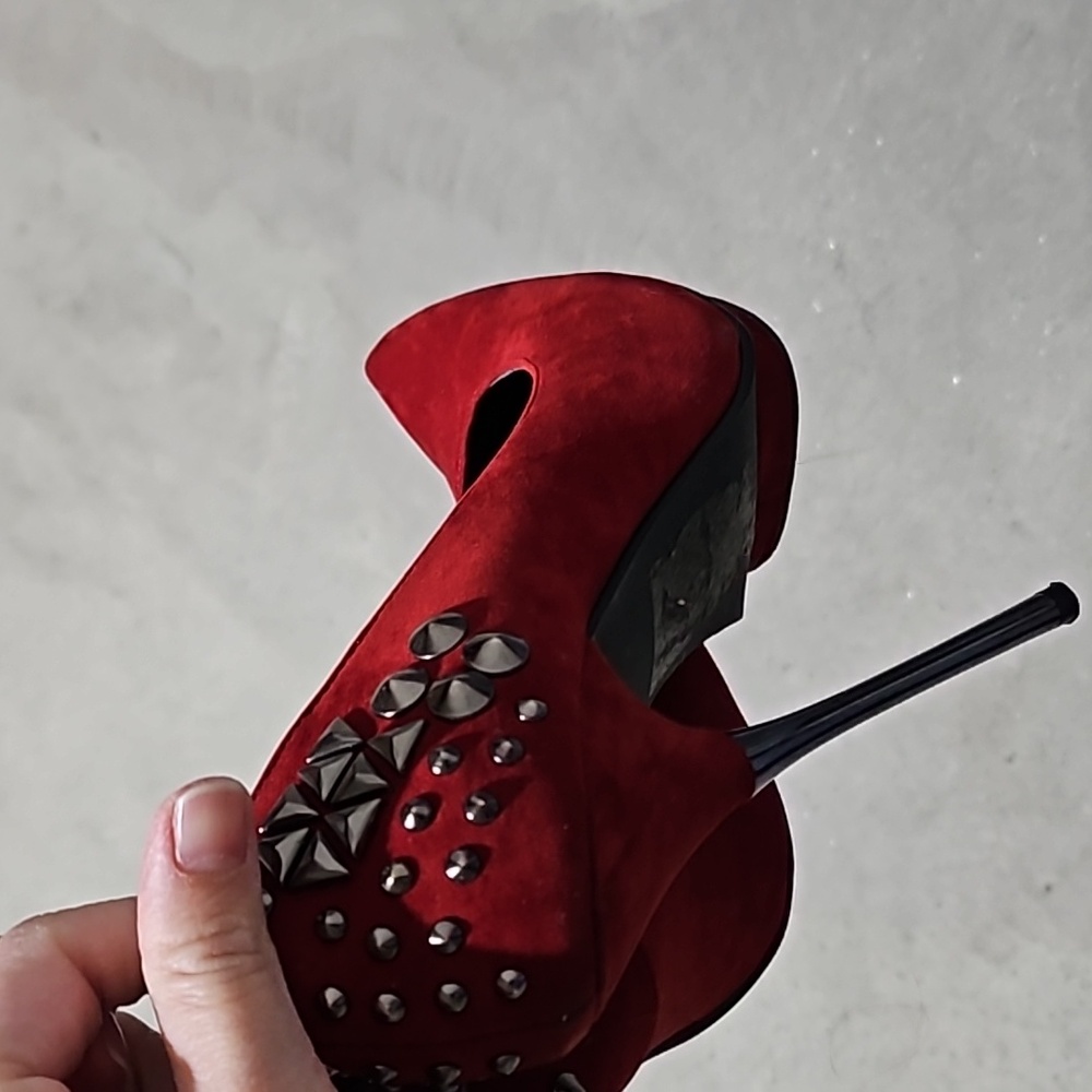 Red Studed Pumps - image 6
